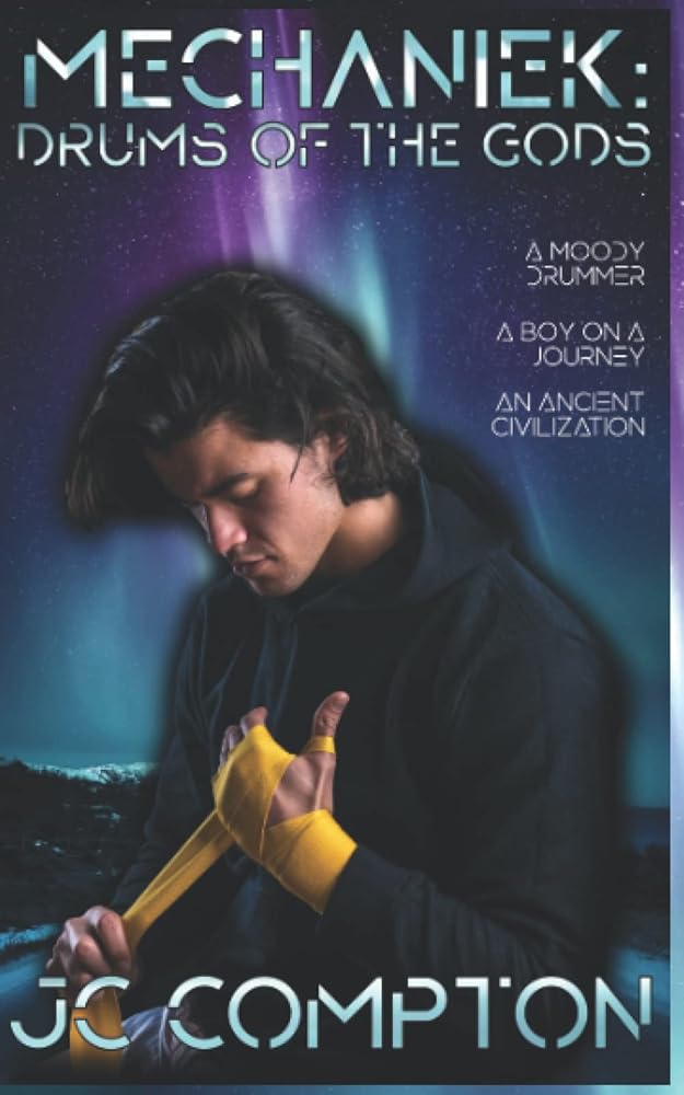 Mechaniek: Drums of the Gods: A post-apocalyptic sci-fi enemies to lovers MM Romance novel cover image