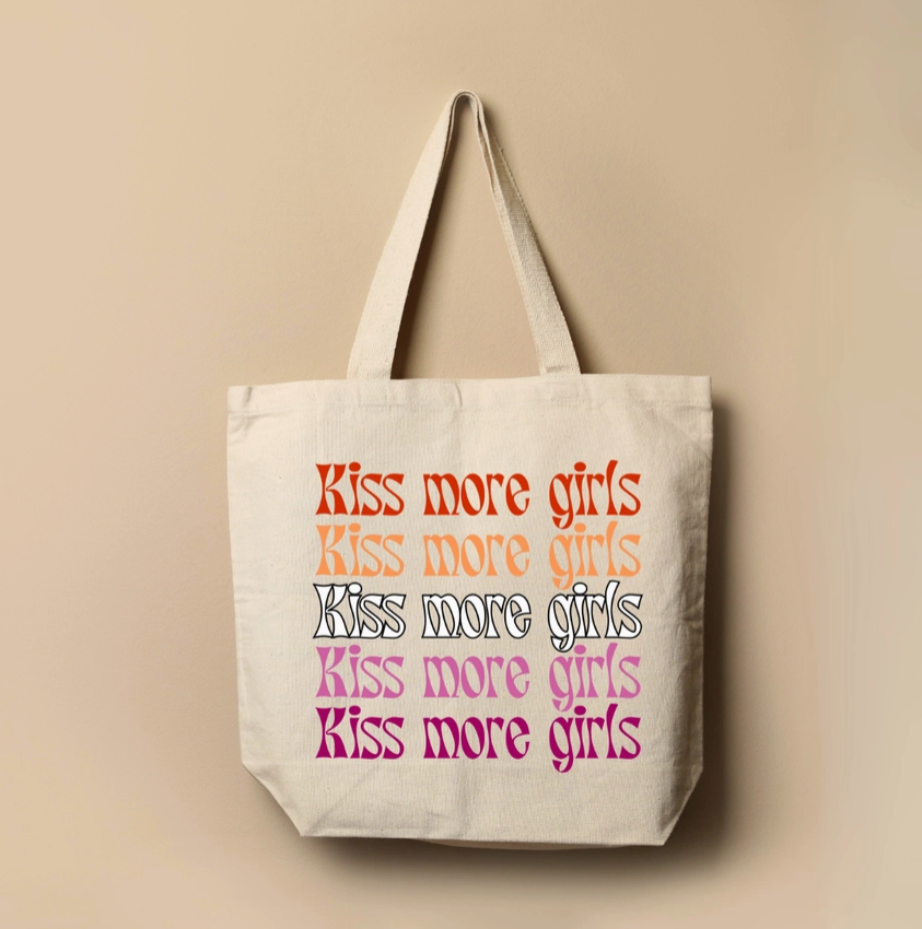 Kiss More Girls Tote Bag