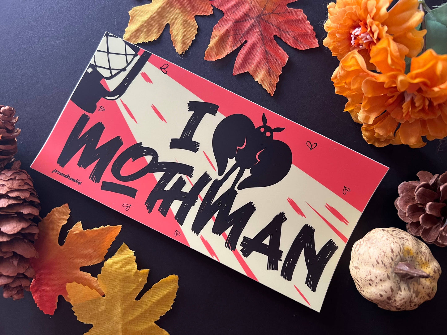 I Love Mothman. Cryptid Bumper Sticker.