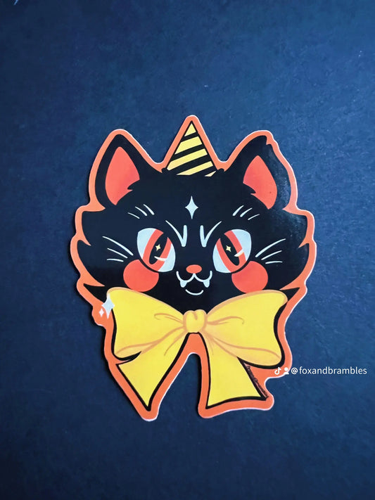 Retro Halloween Cat Vinyl Sticker