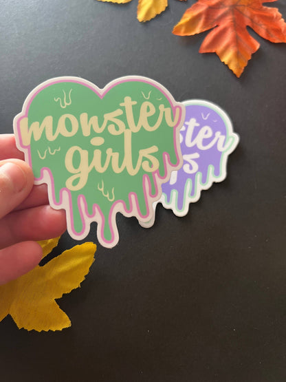 Monster Girls Heart. Monster Halloween Vinyl Sticker.