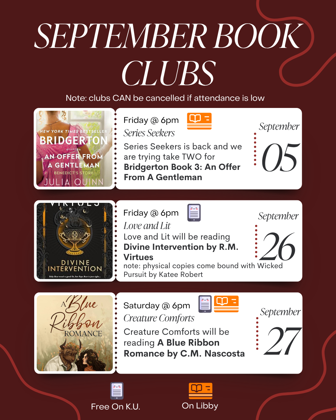 September Book Clubs