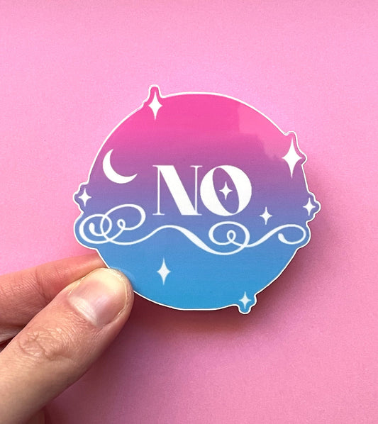 "No" Pink & Blue Sticker - Consent and Boundary Setting