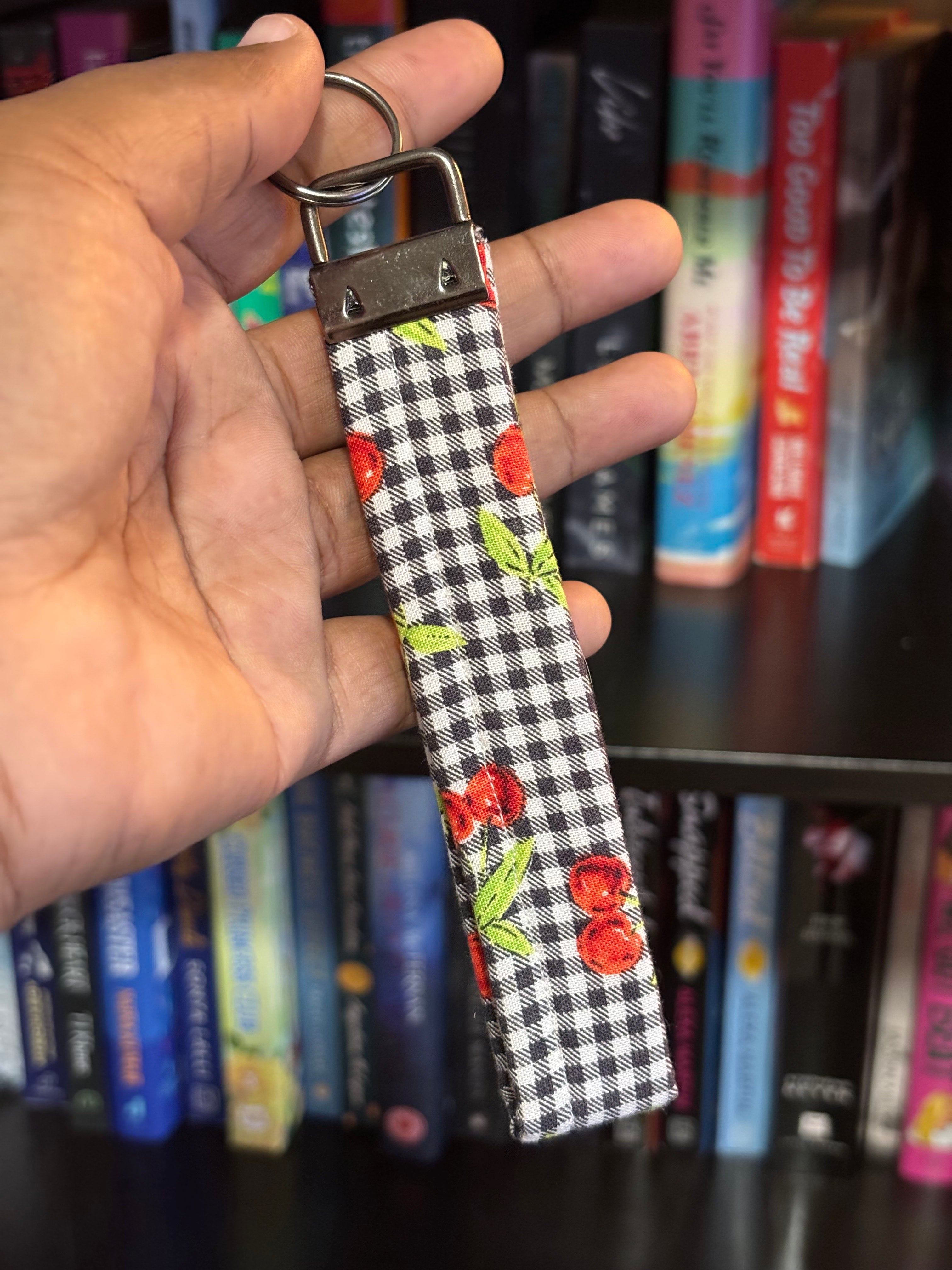 Gingham Cherries Wrist Keychain