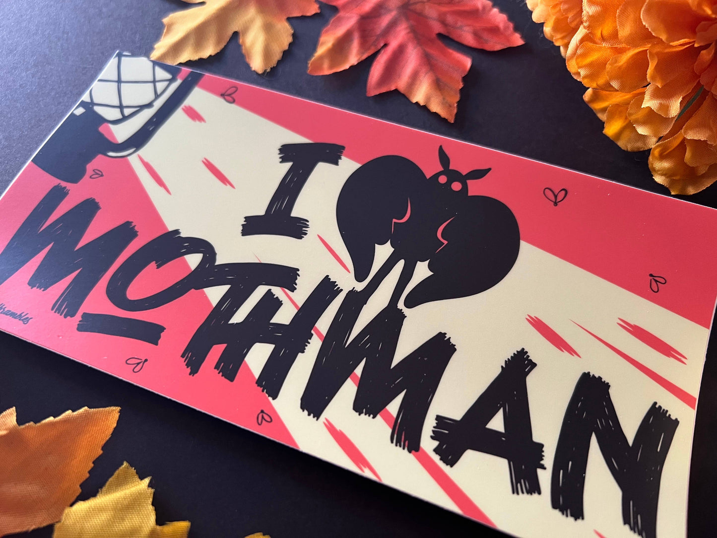 I Love Mothman. Cryptid Bumper Sticker.