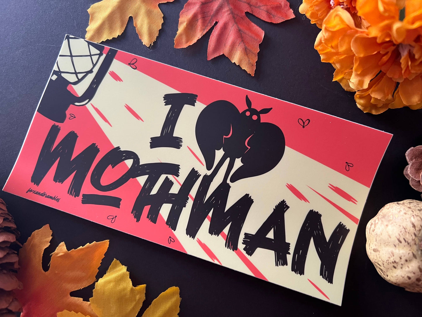 I Love Mothman. Cryptid Bumper Sticker.