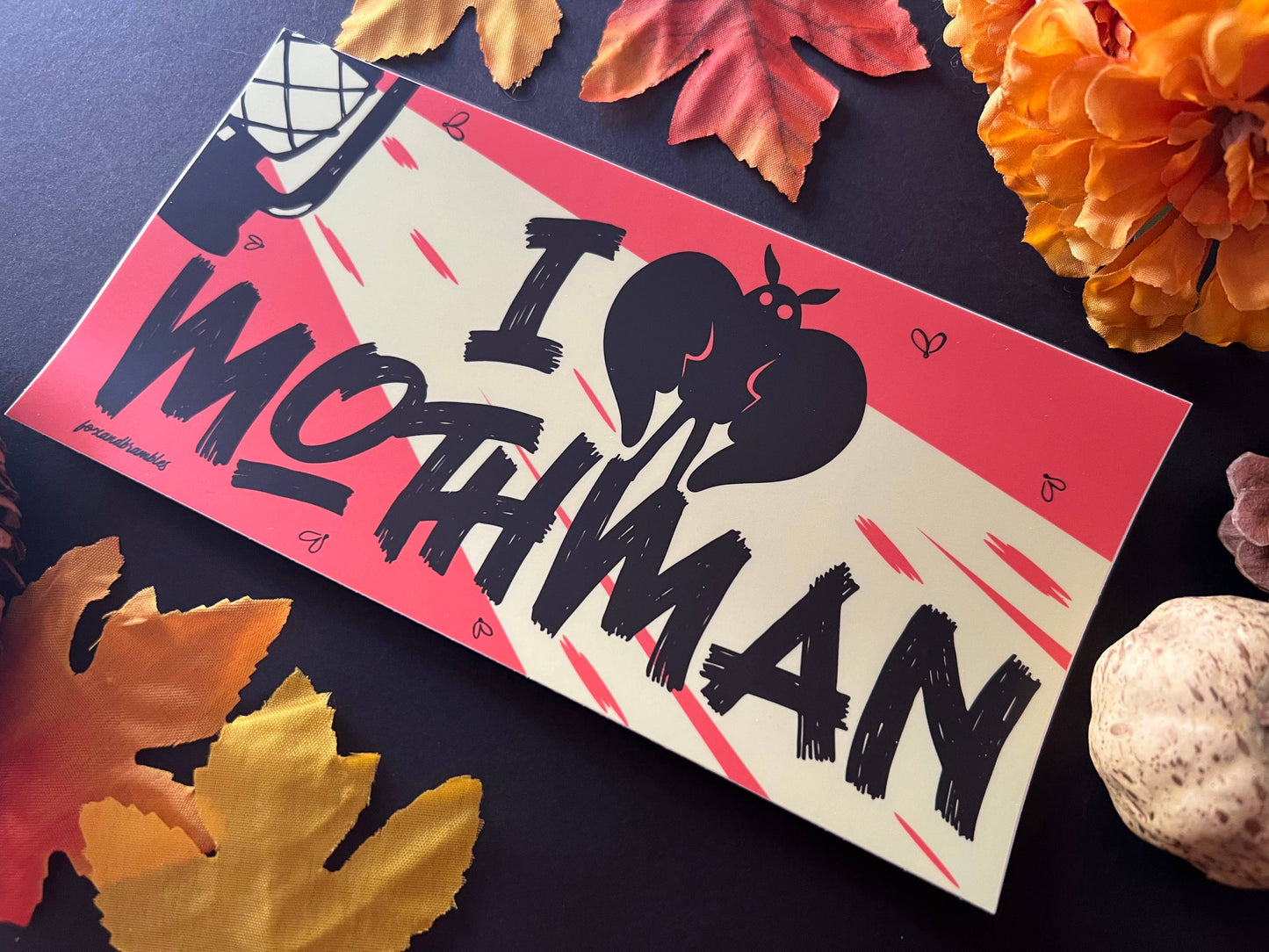 I Love Mothman. Cryptid Bumper Sticker.