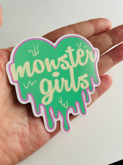 Monster Girls Heart. Monster Halloween Vinyl Sticker.